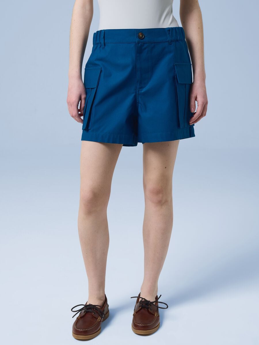 ALTAVIA SAILING blue cargo shorts in pure cotton with elasticated waistband_1