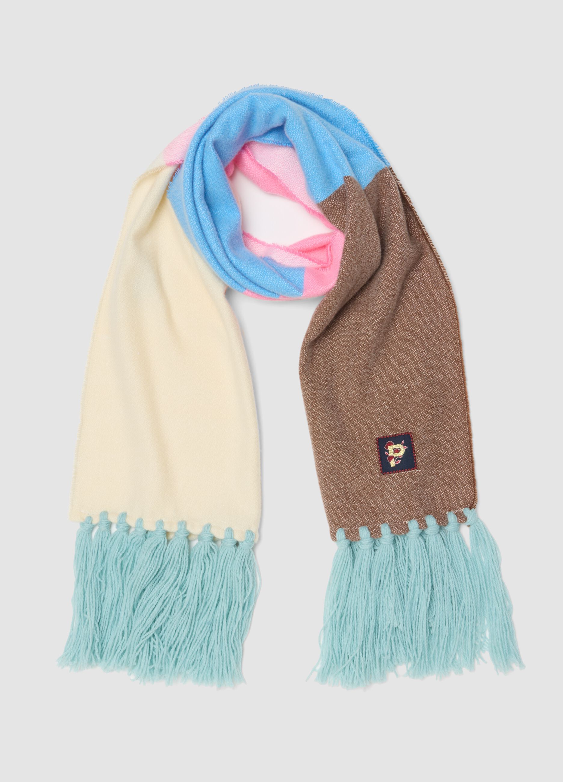 Multicolour fringed scarf