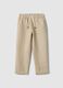 Children's Regular Fit Beige Striped Linen Blend Trousers_0