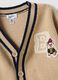 Beige cotton-blend V-neck cardigan for boys_2