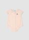 Pink pure-cotton baby girl bodysuit with collar and Minnie embroidery_0