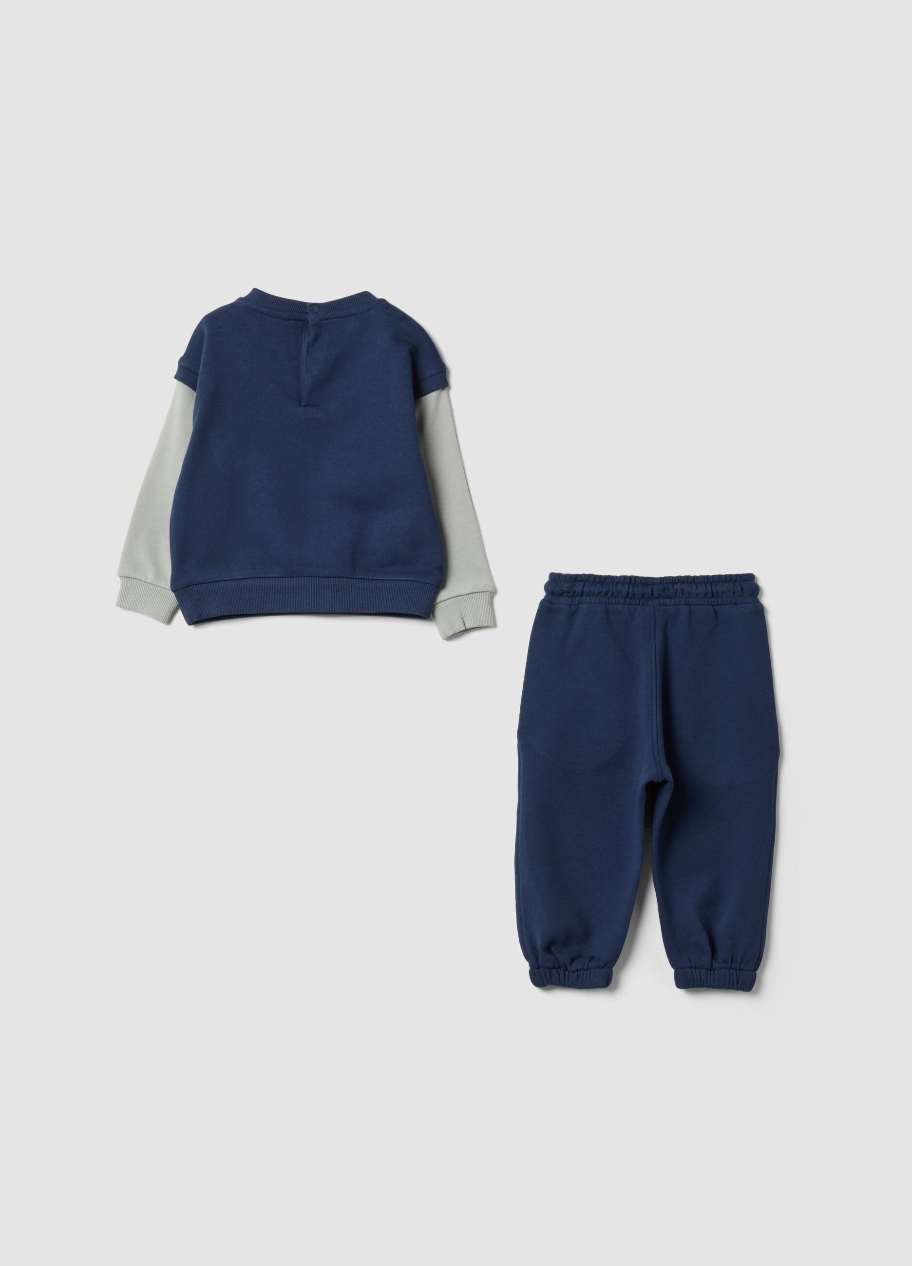 Blaues Jogging-Set aus reiner Baumwolle f&uuml;r Babyjungen mit Skate-Print