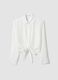 White cropped viscose-blend shirt with knot, regular fit_4