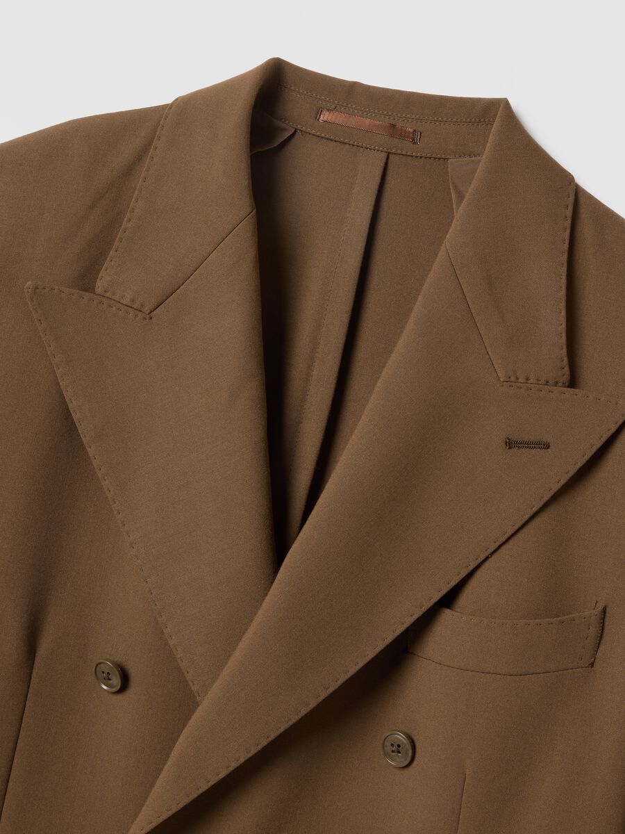 Brown Slim Fit Double Breasted Blazer_5