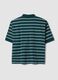 Green pure cotton striped polo shirt, regular fit_2