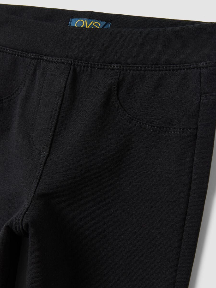 Girls&rsquo; black slim-fit stretch organic cotton treggings_2