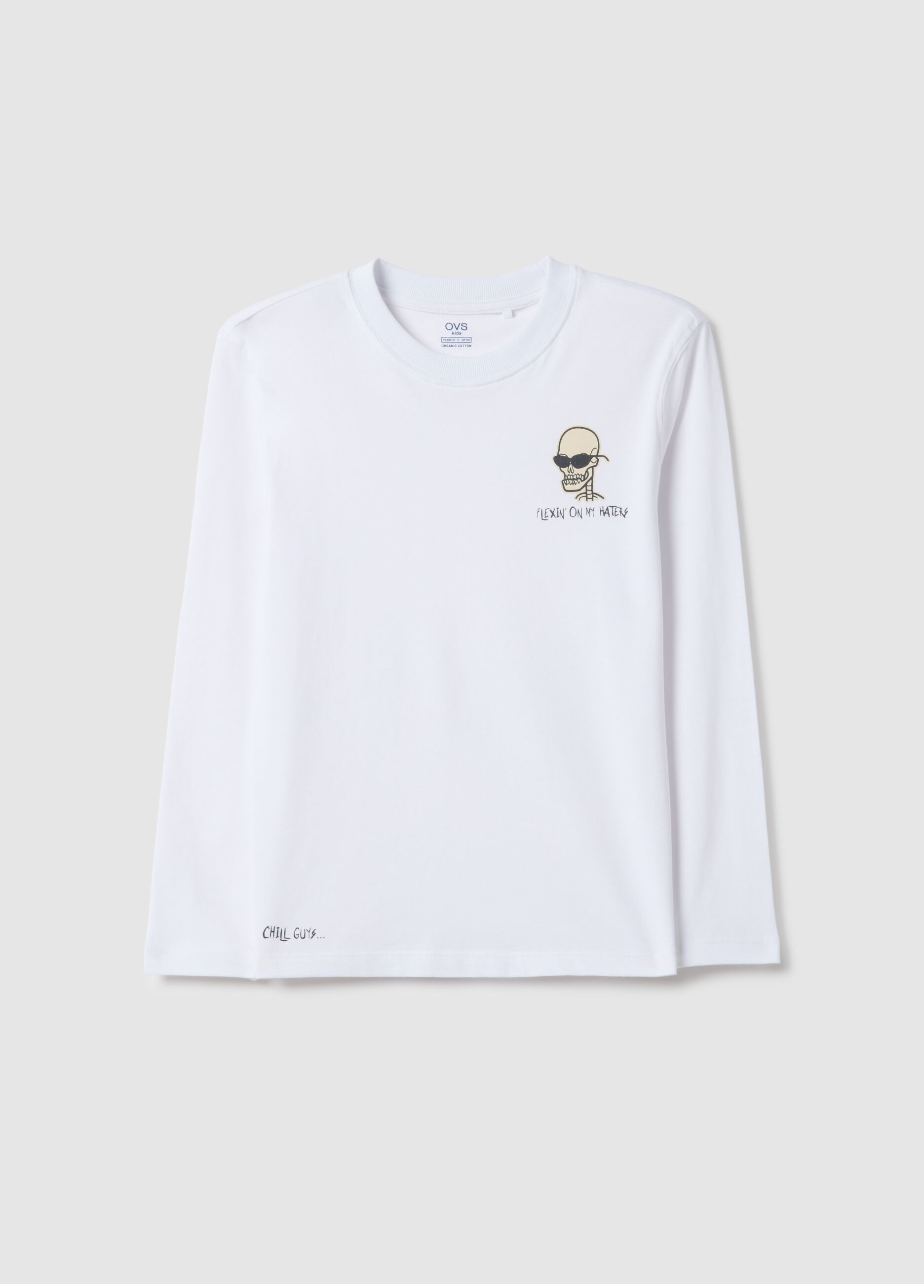 Boys' regular fit pure cotton white T-shirt with print