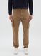 Brown stretch cotton slim fit cargo trousers_1