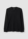 T-shirt nera in puro cotone girocollo a maniche lunghe regular fit_0