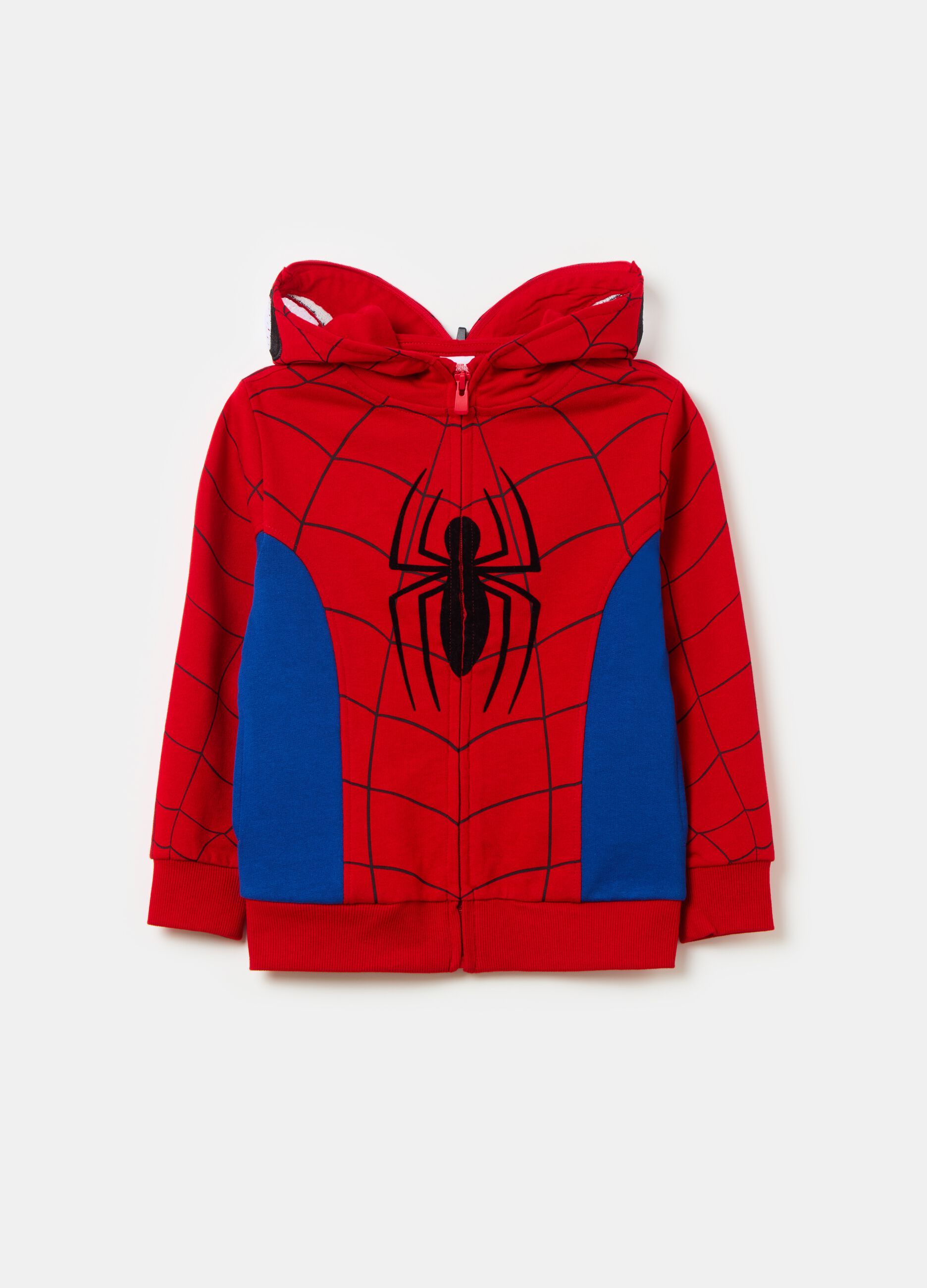 Full-zip sweatshirt with hood and Spider-Man print