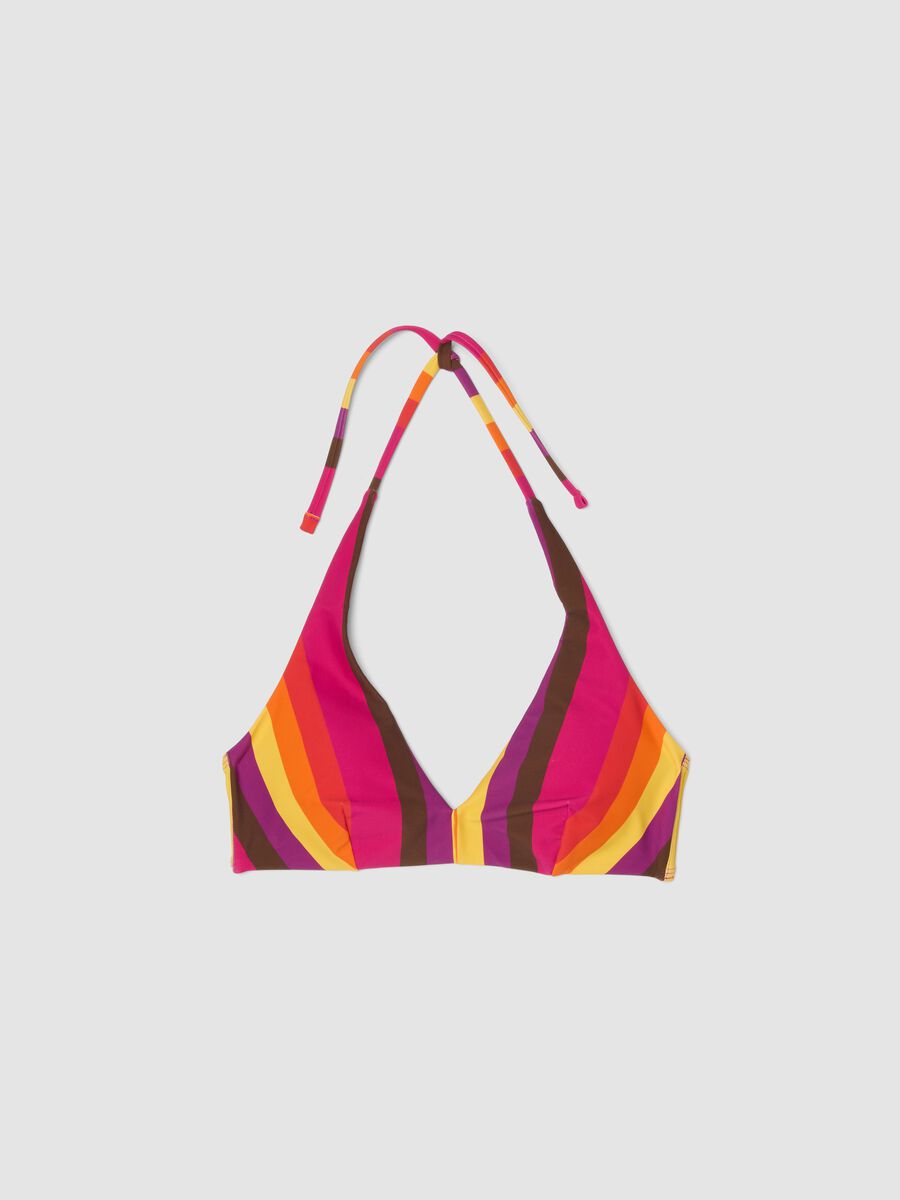 Multicolour triangle bikini top in stretch fabric_4