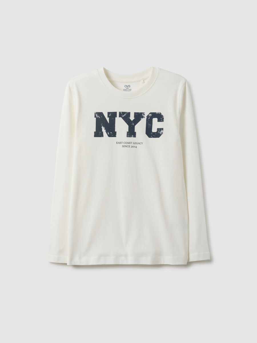 Boys' white pure cotton regular fit t-shirt with print_3