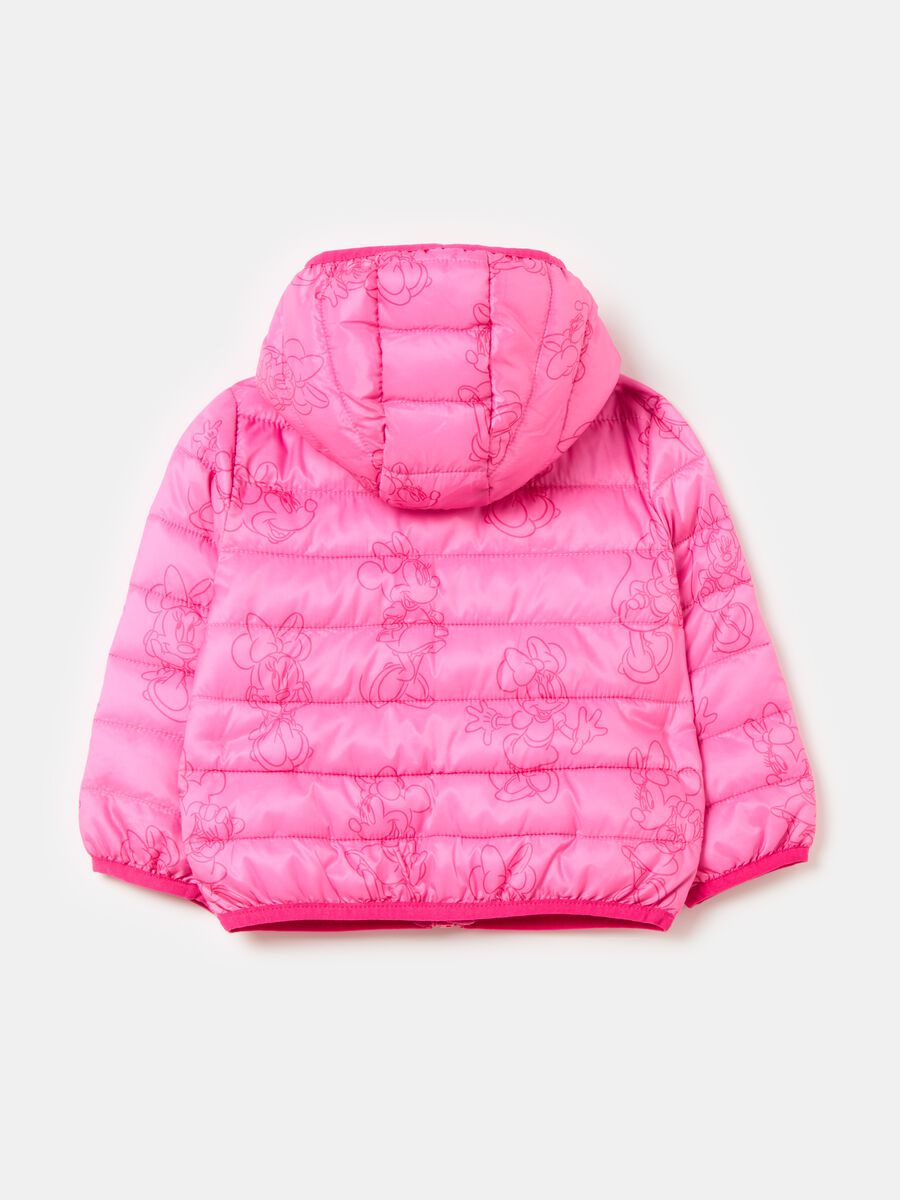 Down jacket with hood and Minnie Mouse print_1