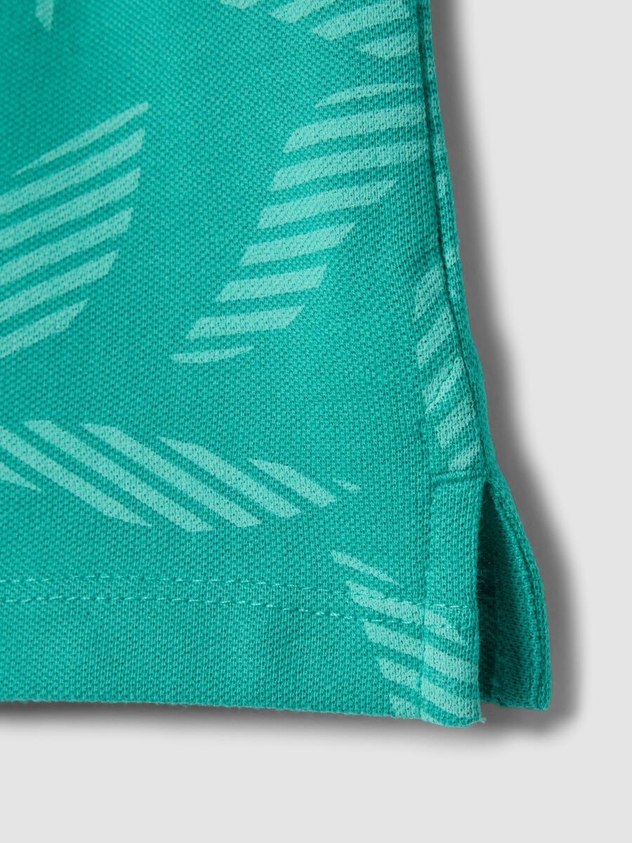 Green pure cotton boys&rsquo; polo shirt, regular fit, with floral design_3