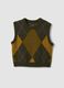 Green jacquard wool-blend crew-neck gilet, regular fit_0