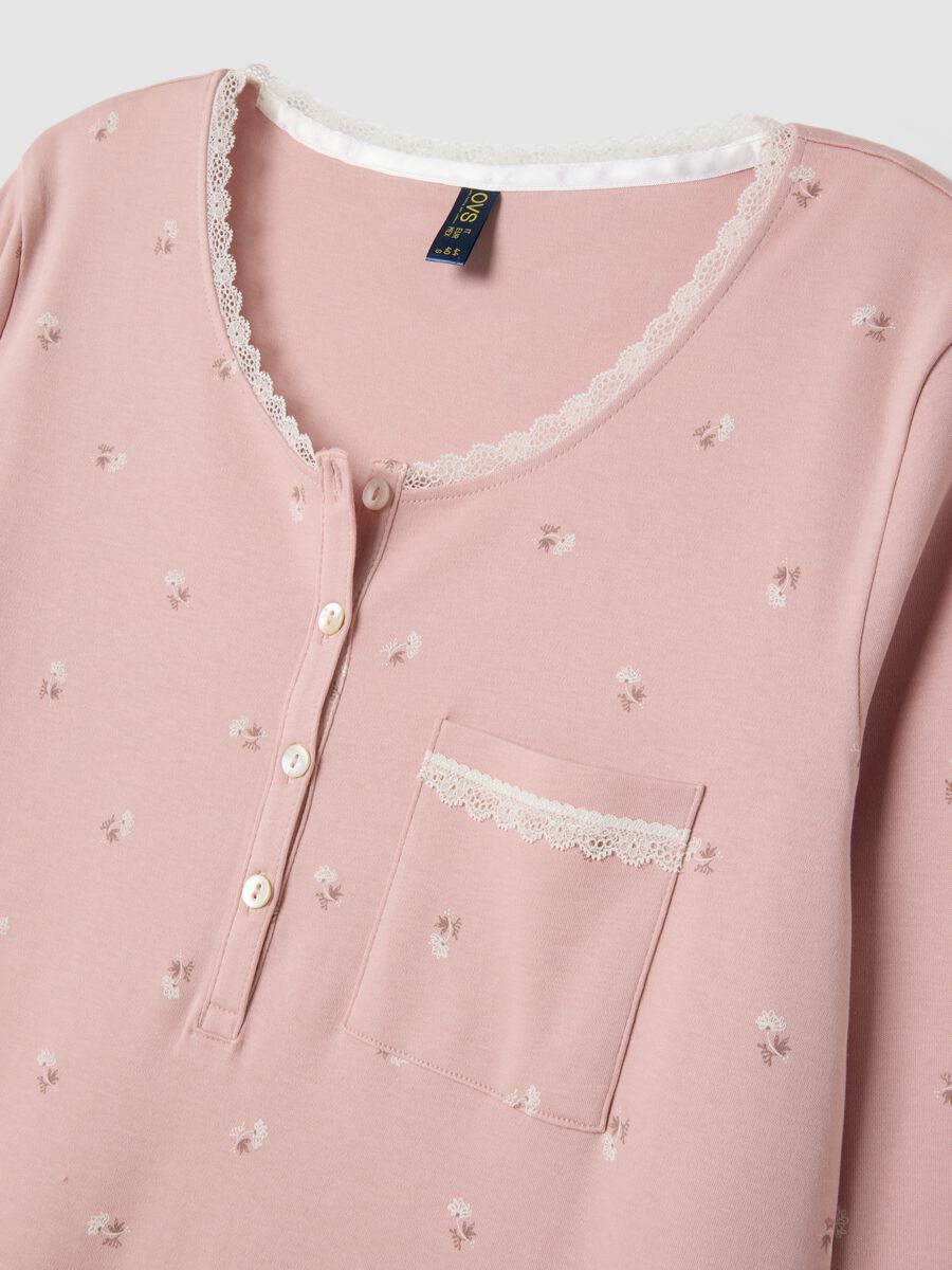 Camicia da notte blu in puro cotone organico con girocollo_1