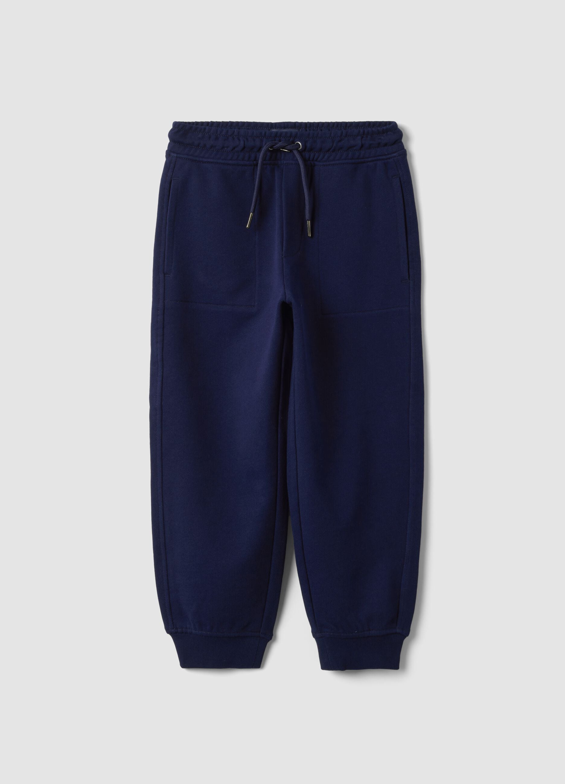 Blue pure cotton joggers with elasticated waist for boys