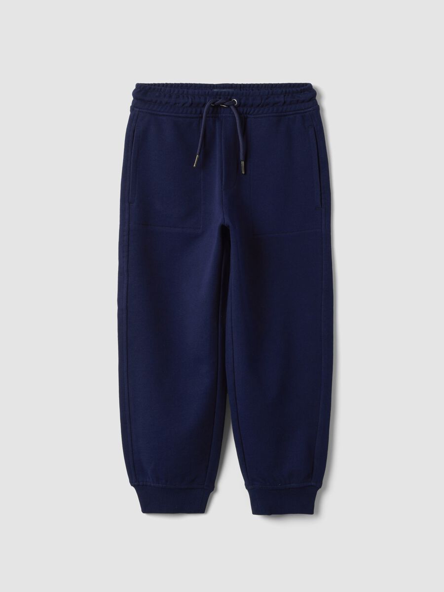 Blue pure cotton joggers with elasticated waist for boys_0