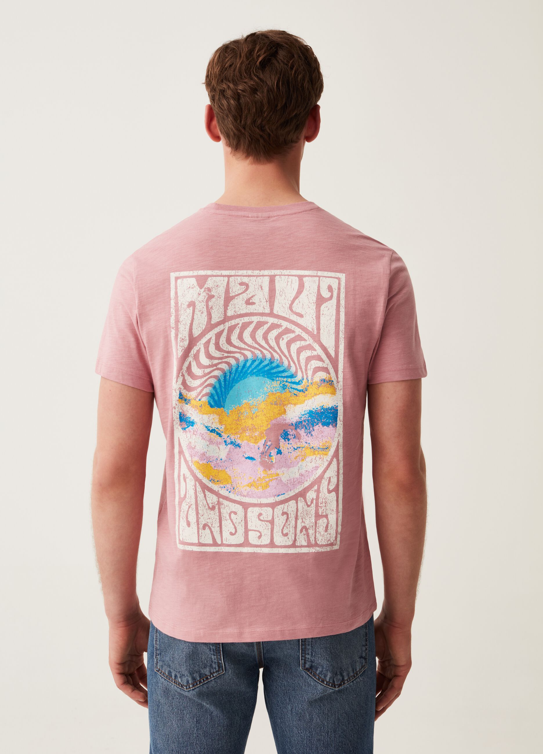 Slub cotton T-shirt with Maui and Sons print