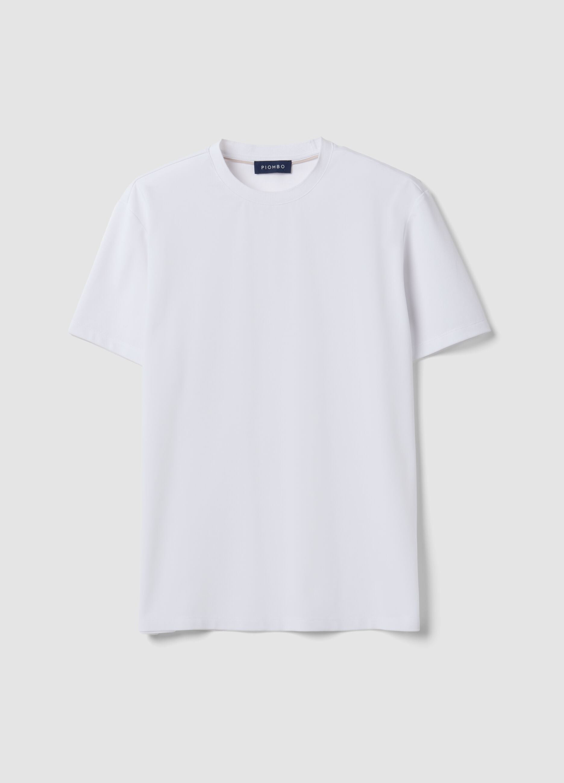 T-shirt bianca in misto cotone piquet elasticizzato regular fit Easy Dry