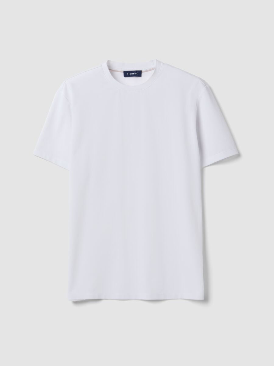 T-shirt bianca in misto cotone piquet elasticizzato regular fit Easy Dry_0