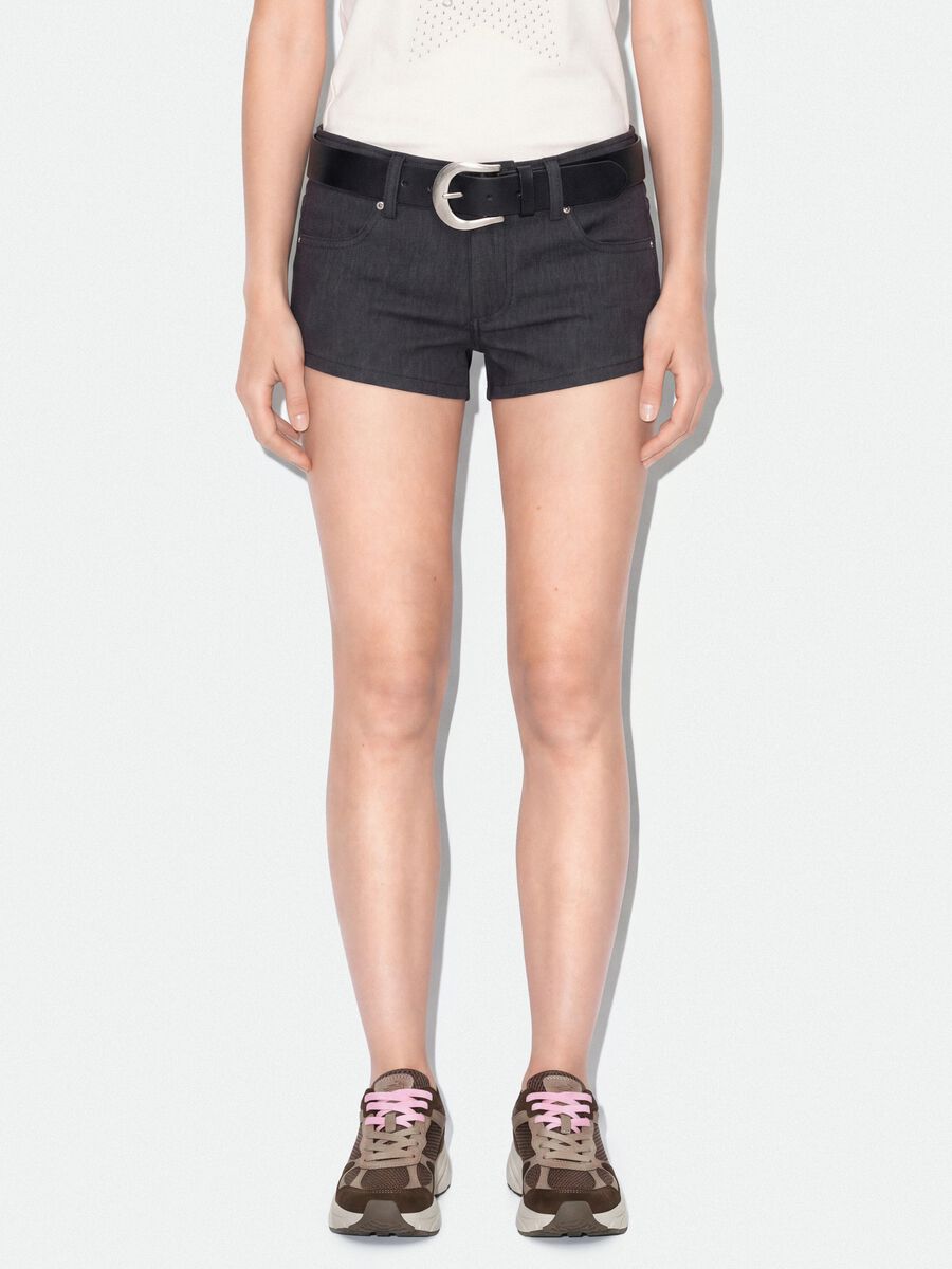 Grey stretch viscose skinny-fit shorts_1