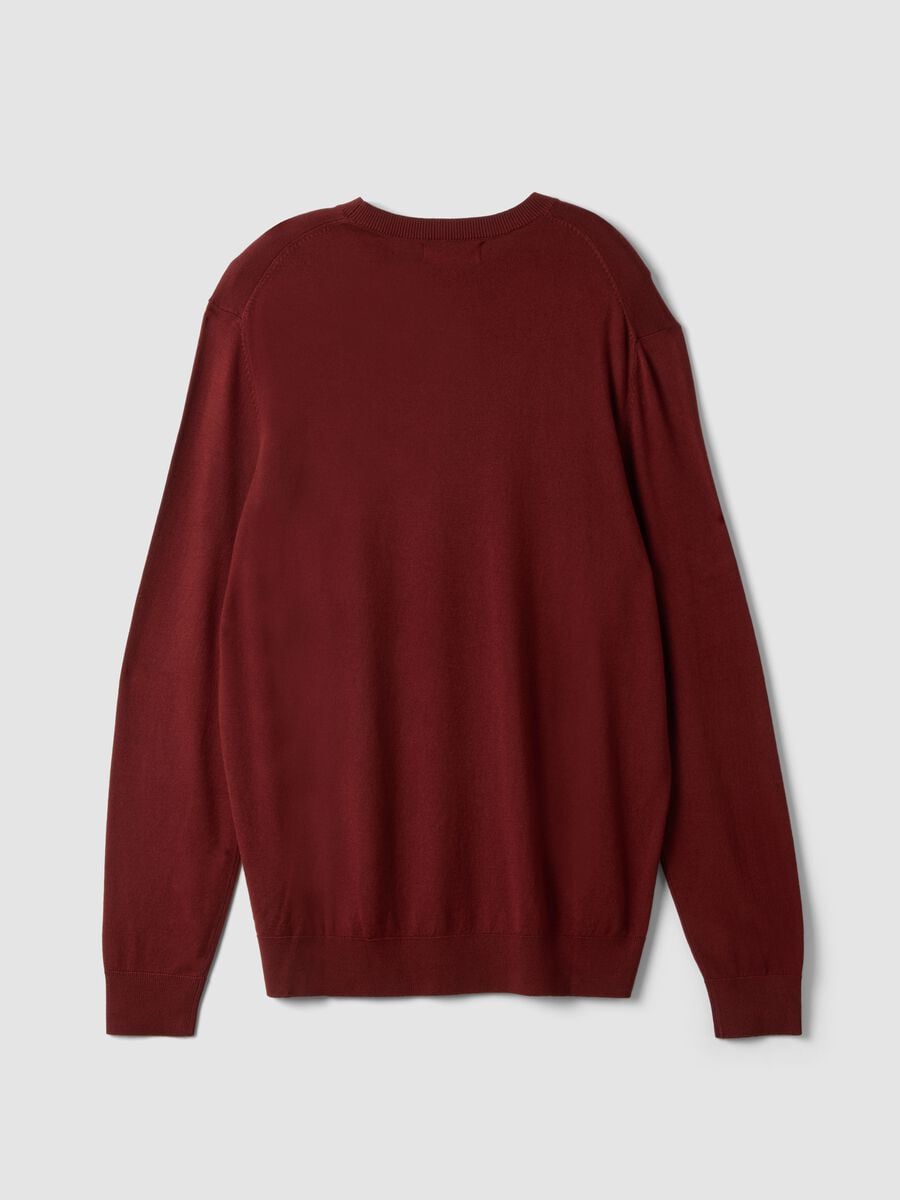 Camisola de gola redonda vermelho tijolo em mistura de viscose, corte regular_2