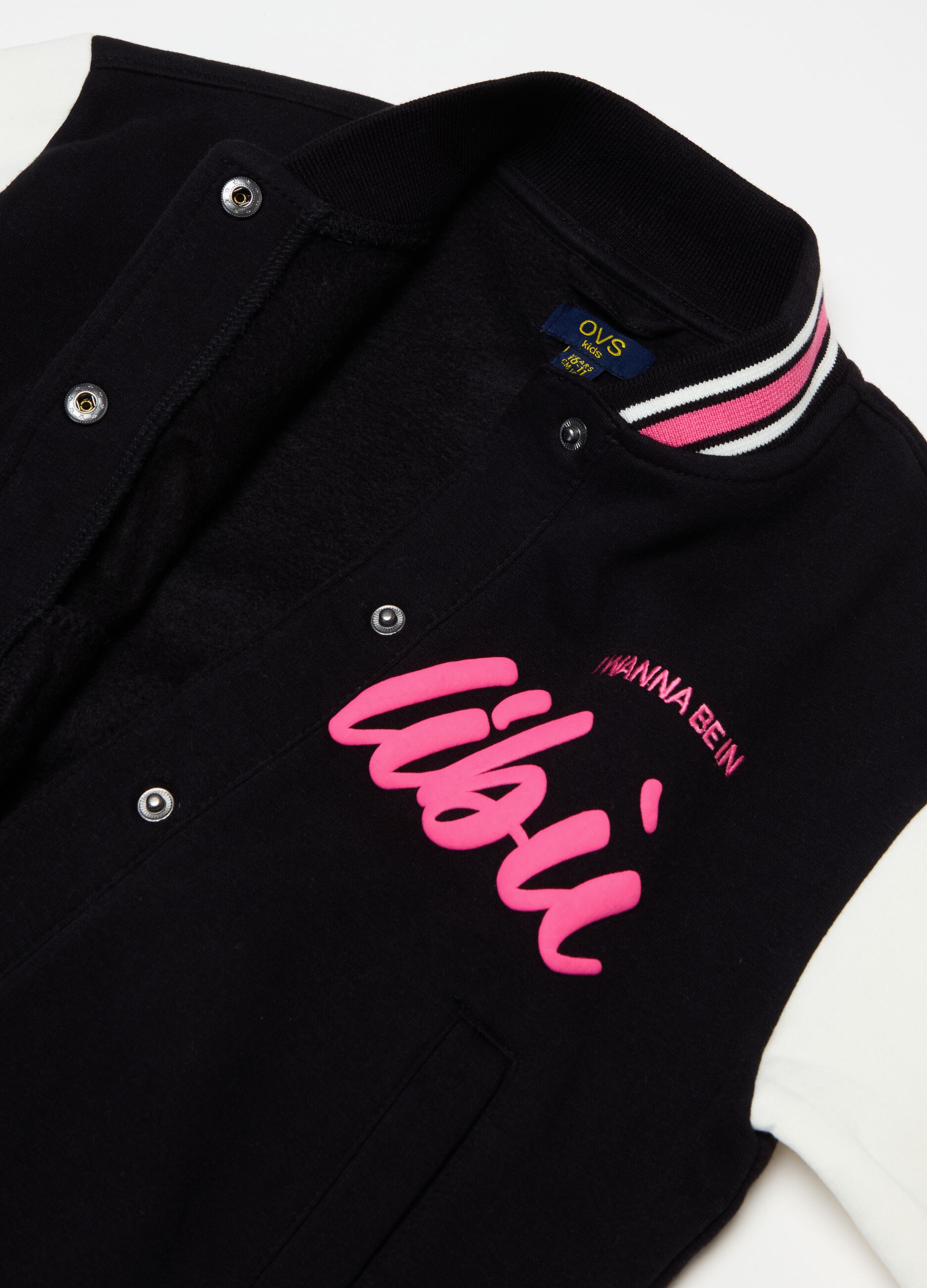 Varsity bomber jacket with print and embroidery
