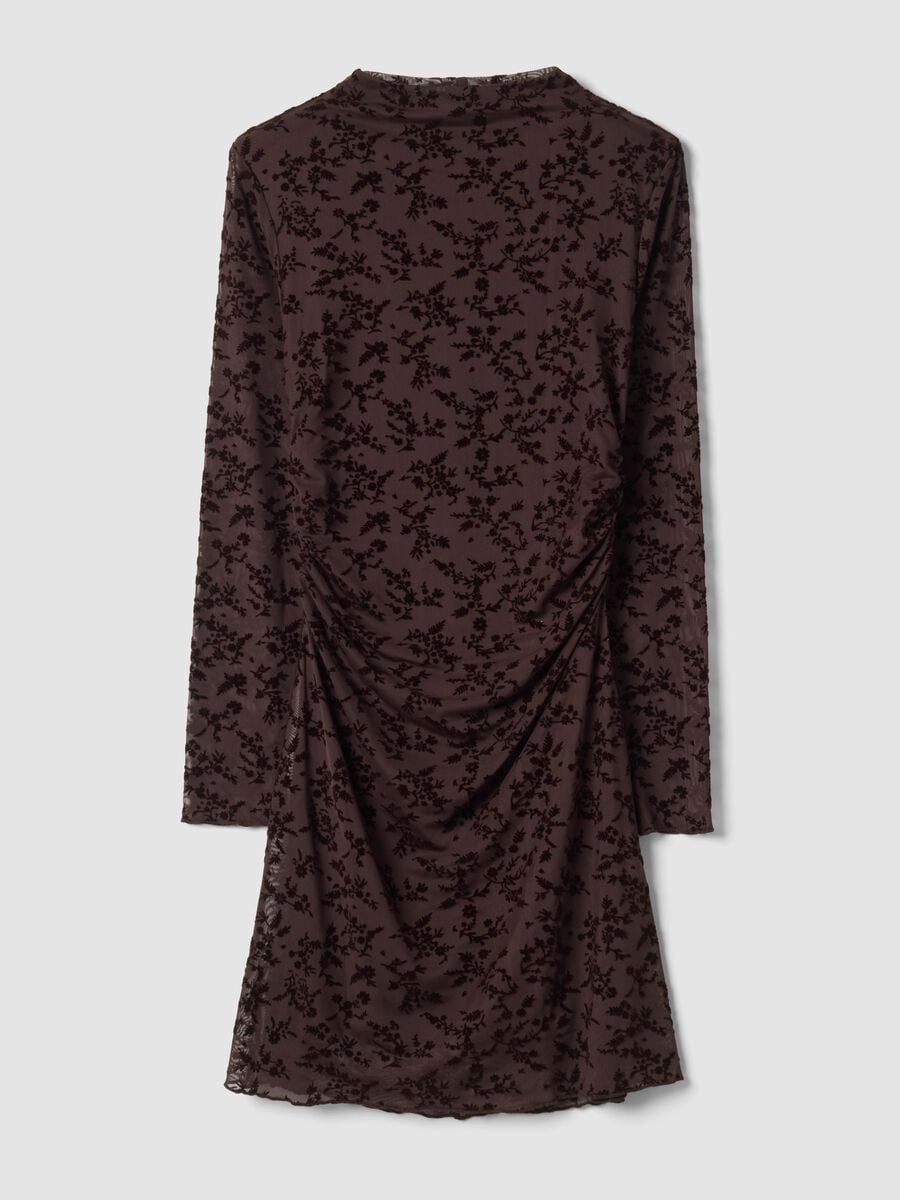 Brown Stretch-Fabric Dress with High Neck_4