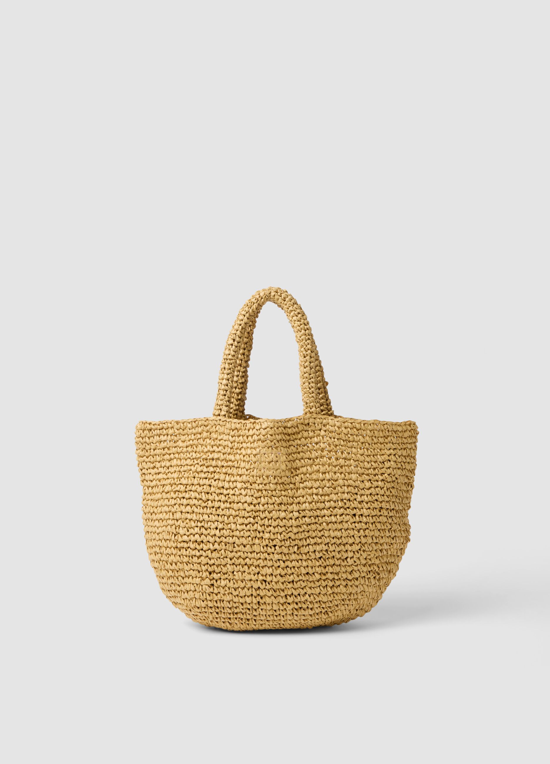 Beige Strandtasche aus reinem, geflochtenem Papierstoff