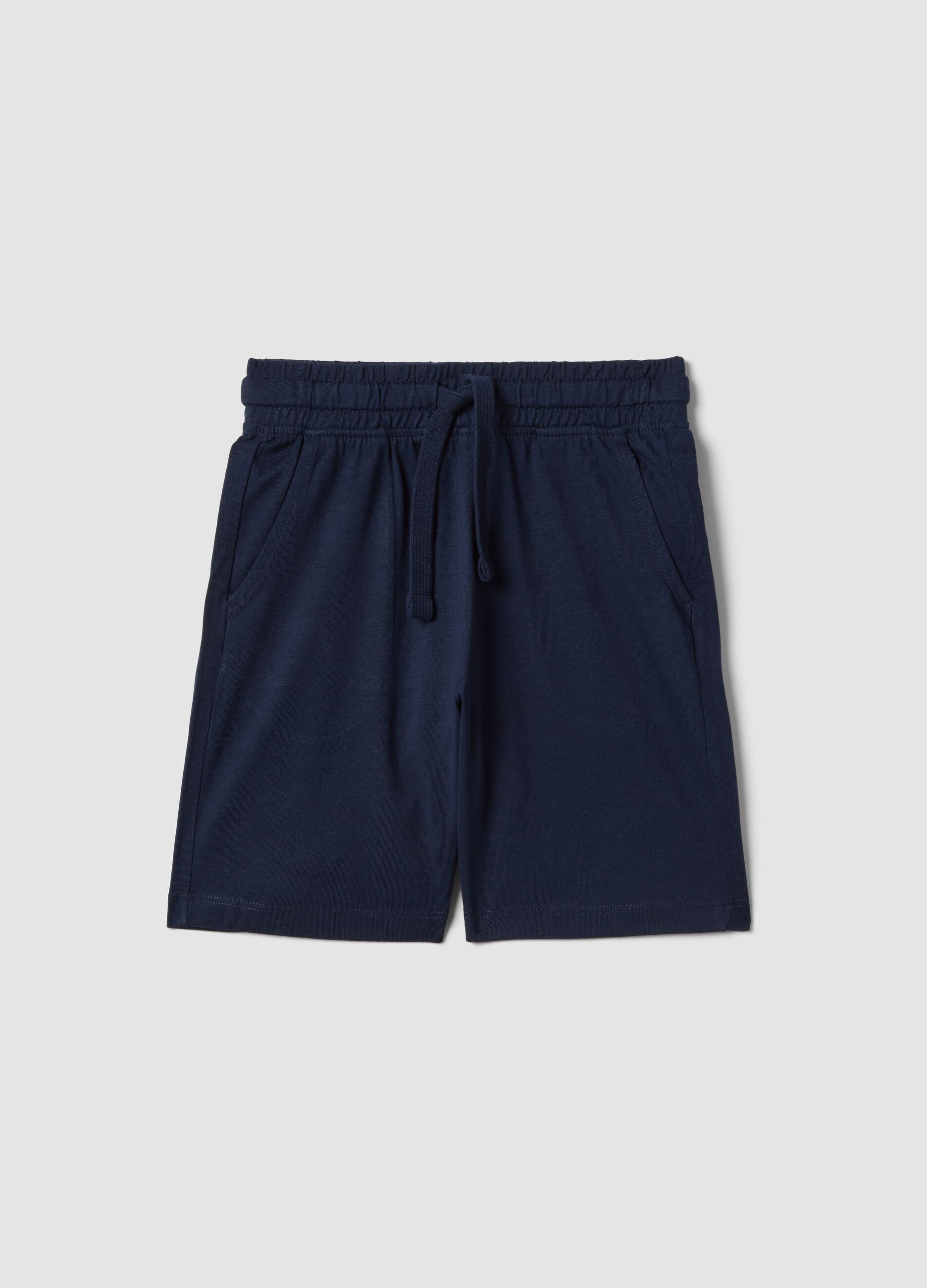 Boys' blue 100% cotton shorts, regular fit