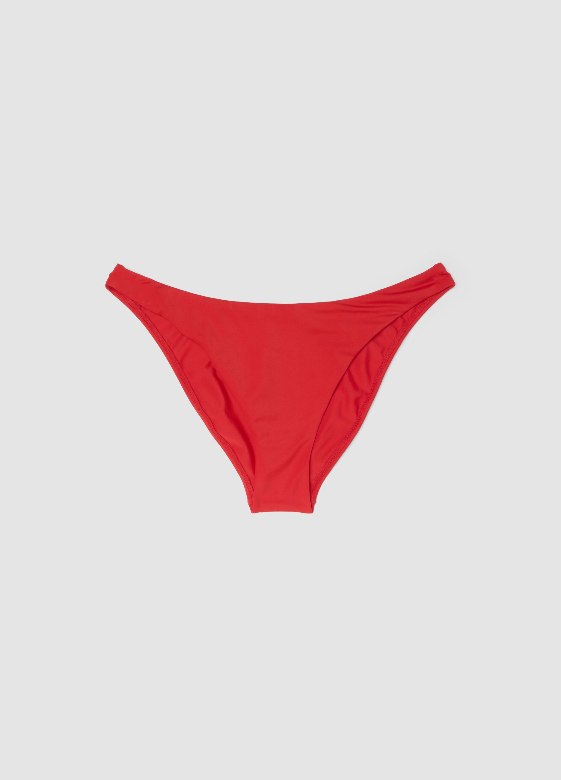 Red stretch-fabric bikini bottoms