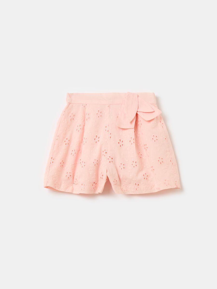 Cotton broderie anglaise shorts with bow_0