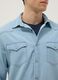Light blue denim pure cotton shirt regular fit with pockets_3