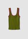 Green pure cotton ribbed tank top_0