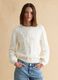 White pure cotton sweater with floral design regular fit_2