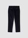 Pantaloni blu in cotone elasticizzato a coste_2