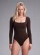Brown bodysuit in breathable stretch fabric with wide neckline ALTAVIA STUDIO_1