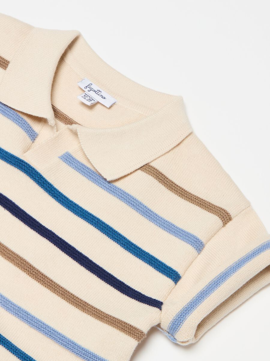 Knitted polo shirt with raised stripes_2