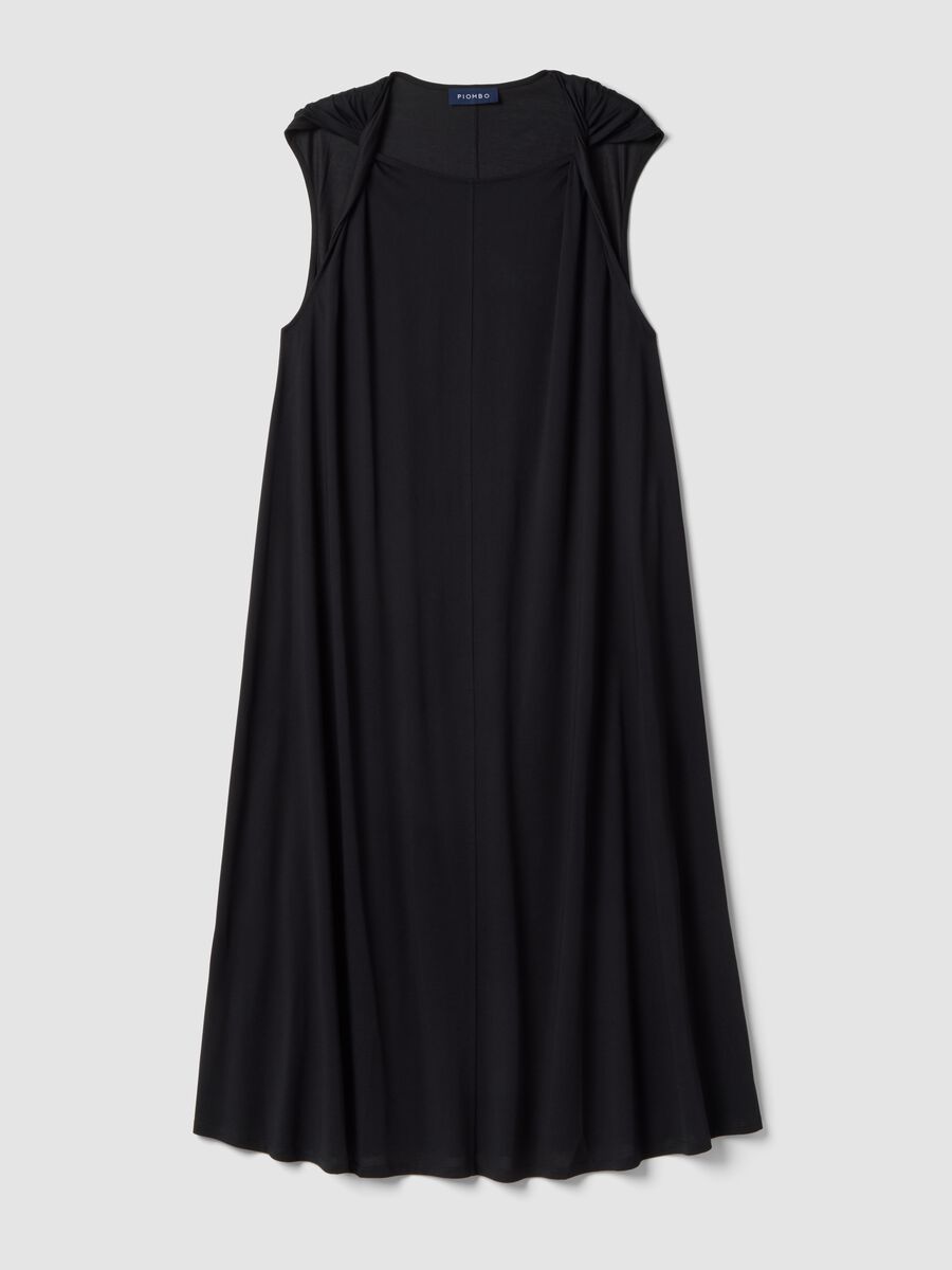 Duga crna haljina od mje&scaron;avine pamuka, regular kroj_4