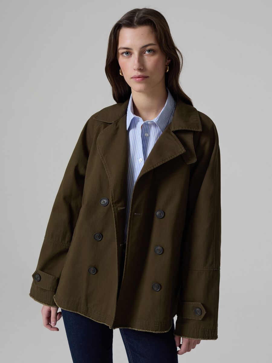Short double-breasted trench coat_0