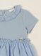Baby Girl Light Blue Romper with Decorative Collar in Stretch Cotton_1