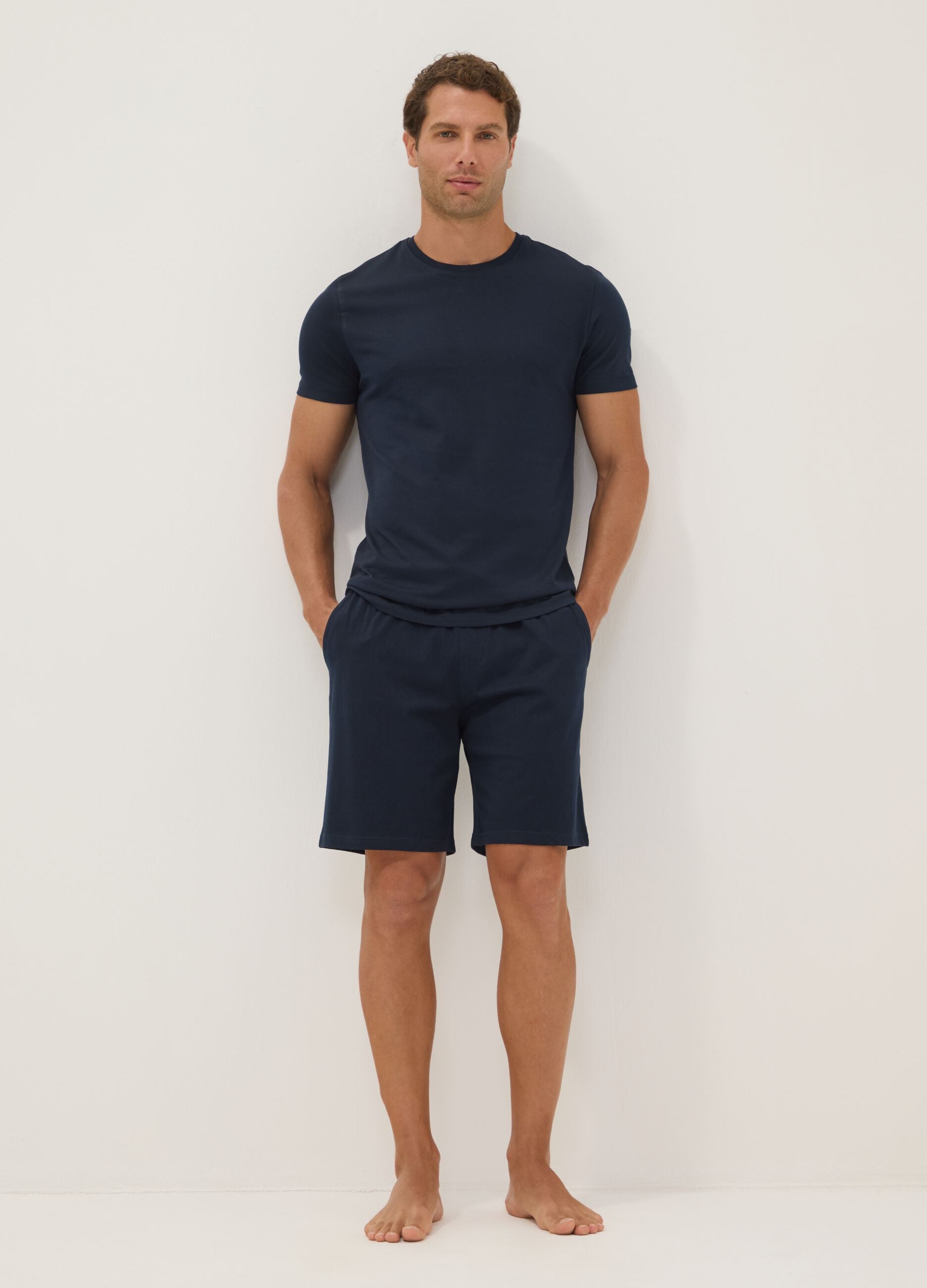 Blaue Pyjamashorts aus Bio-Baumwolle