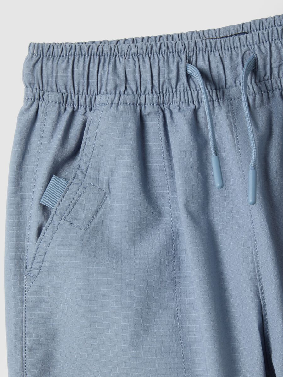 Regular fit azure pure cotton jogger trousers for children_2