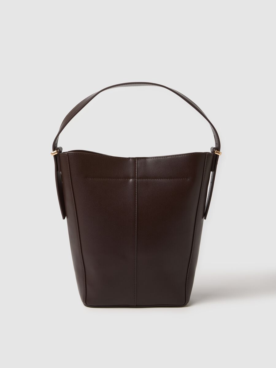 Brown bucket bag with golden details_1