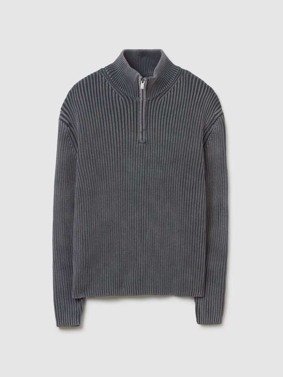 Half-Zip Ribbed Knit Vintage Grey_6
