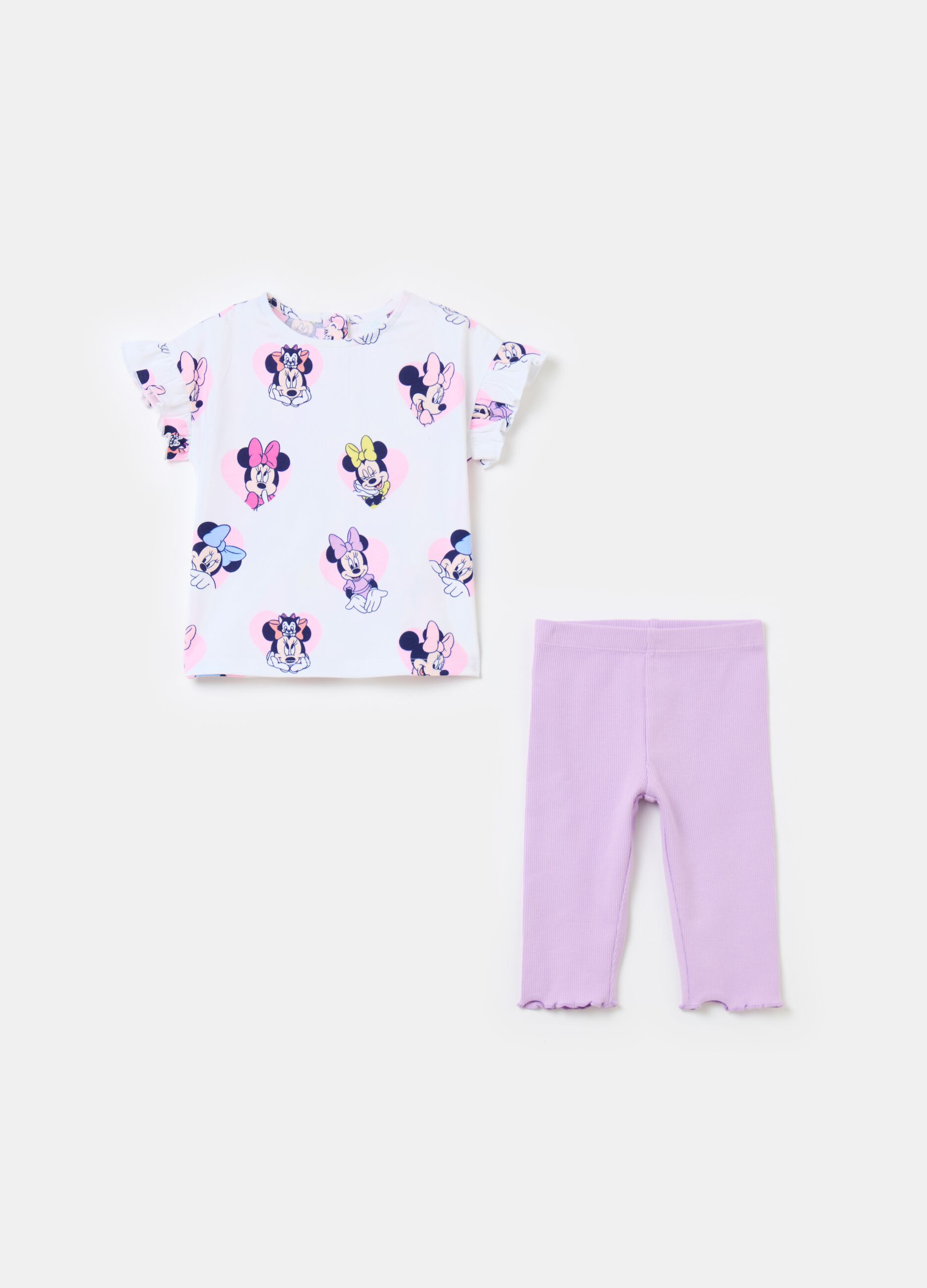 Jogging set with Minnie Mouse and hearts print