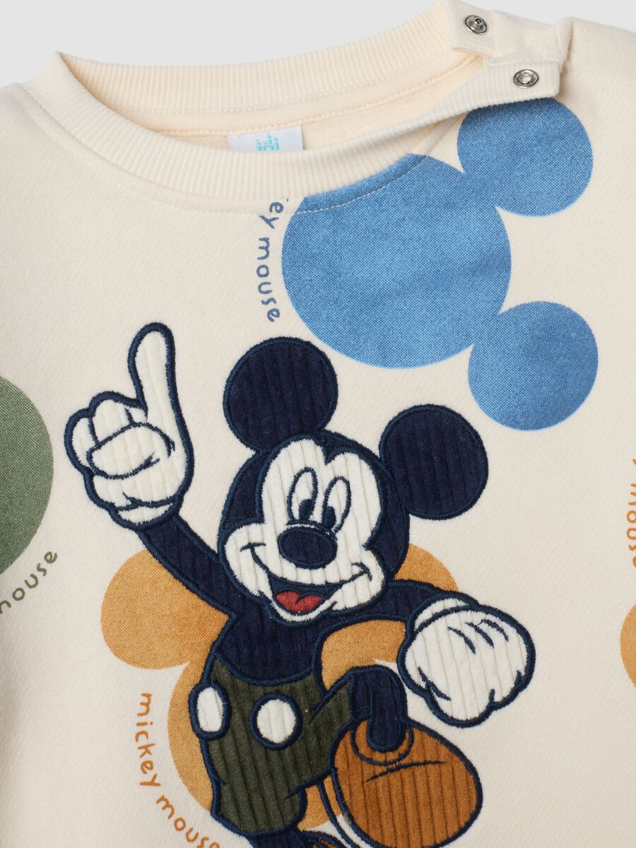 Beige organic cotton-blend jogging set with Mickey print, oversized fit_2