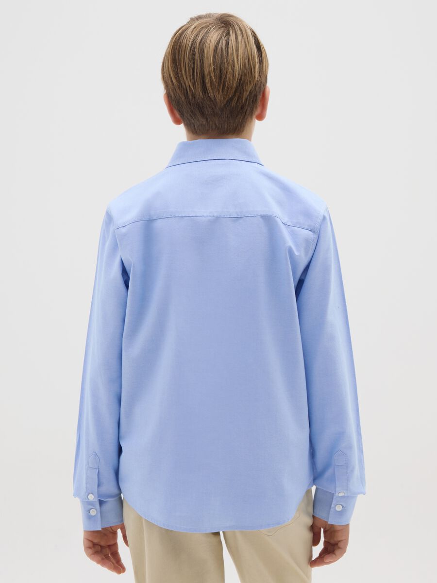 Boy's blue pure cotton regular fit shirt_1