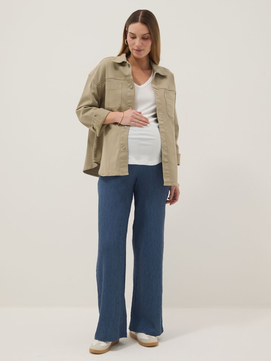 Pantaloni premaman blu in viscosa elasticizzata relaxed fit_0